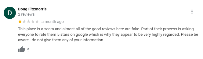 This place is a scam and almost all of the good reviews here are fake. Part of their process is asking everyone to rate them 5 stars on google which is why they appear to be very highly regarded. Please be aware - do not give them any of your information.
5