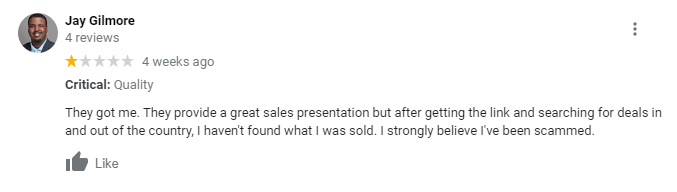 They got me. They provide a great sales presentation but after getting the link and searching for deals in and out of the country, I haven't found what I was sold. I strongly believe I've been scammed.5